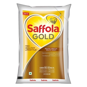 Saffola Gold, Pro Healthy Lifestyle Cooking Oil, Helps Keep Heart Healthy, 1 L Pouch