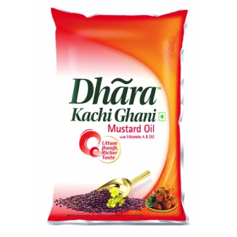 Dhara Kachhi Ghani Mustard Oil, 1L Pouch