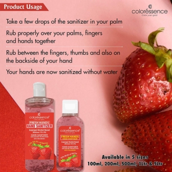 COLORESSENCE Alcohol Based Instant Hand Sanitizer Spray Rub In Liquid Formula, Strawberry 100ml