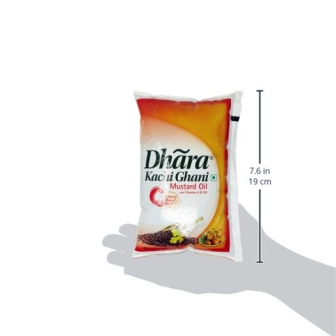 Dhara Kachhi Ghani Mustard Oil, 1L Pouch